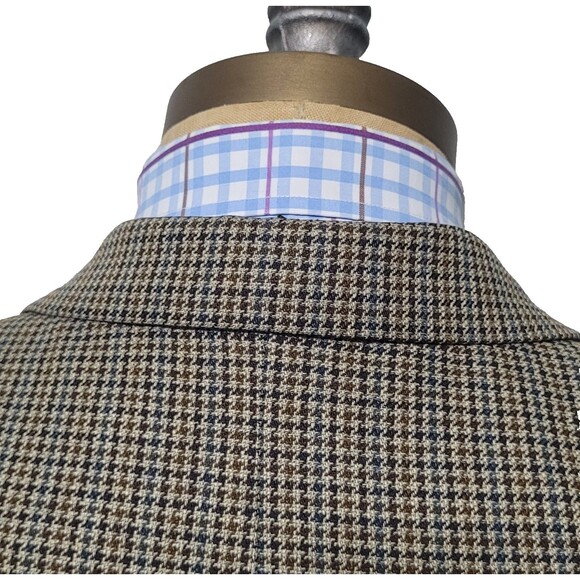 Jos A Bank Blazer Mens 41R Houndstooth  Wool Silk Blend Sportscoat 3 Button - Picture 6 of 16
